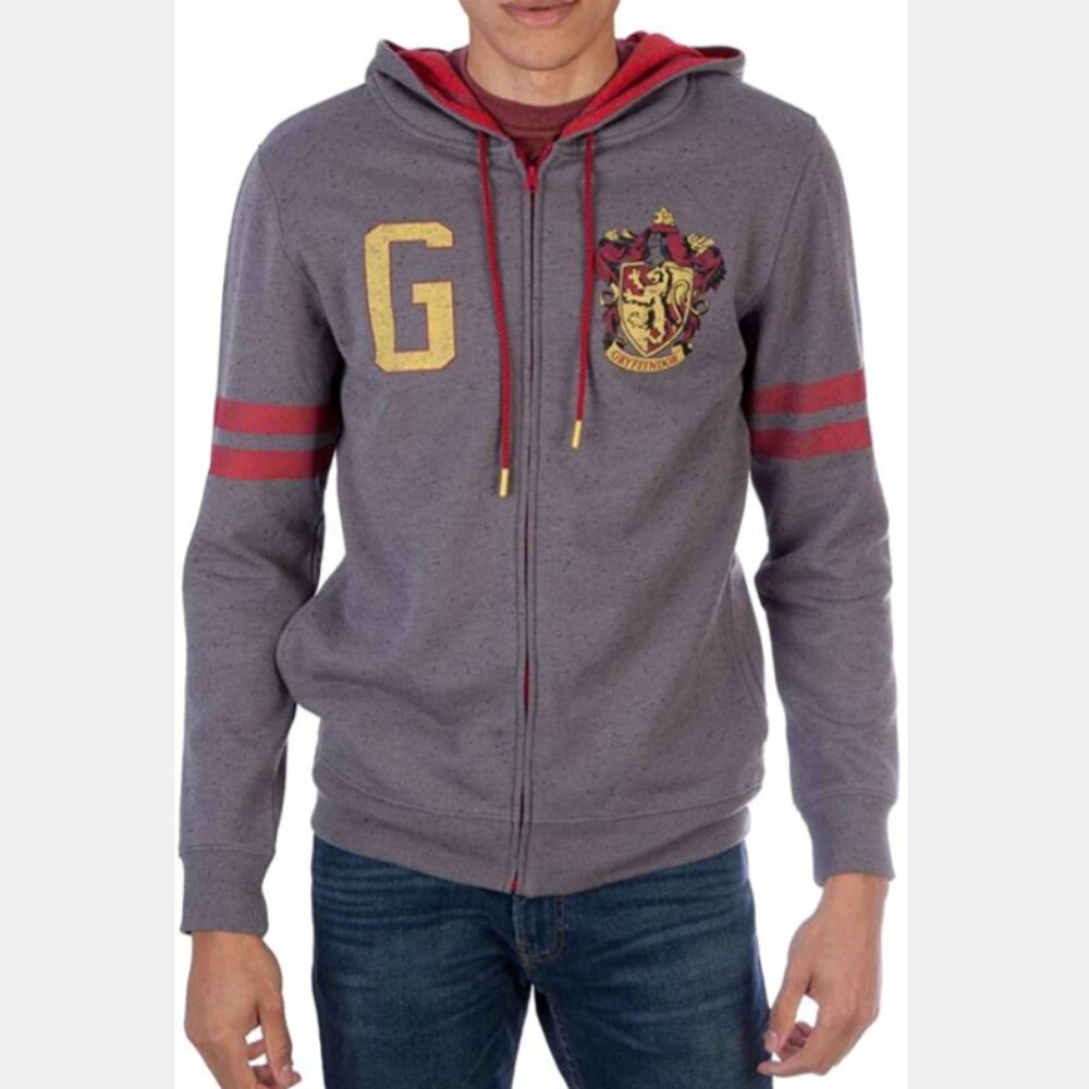 Bioworld Harry Potter Gryffindor Zip-up Hoodie Sweatshirt - Adult Medium